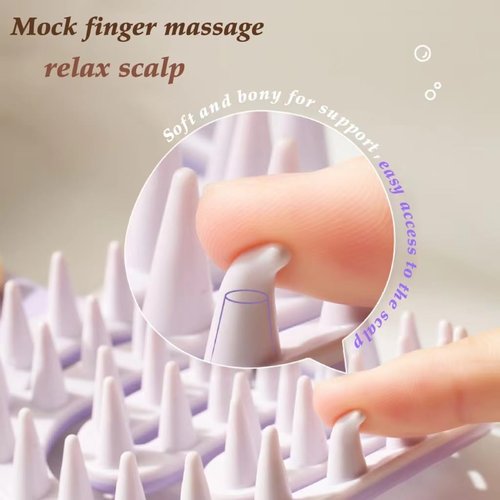 Hair Scalp Massager Shampoo Brush, Scalp Care Brush With Handle, Curved Vented Scalp Scrubber with Soft Silicone Bristles, Hair Shampoo Brush for Scalp Exfoliator and Dandruff Removal(PURPLE)