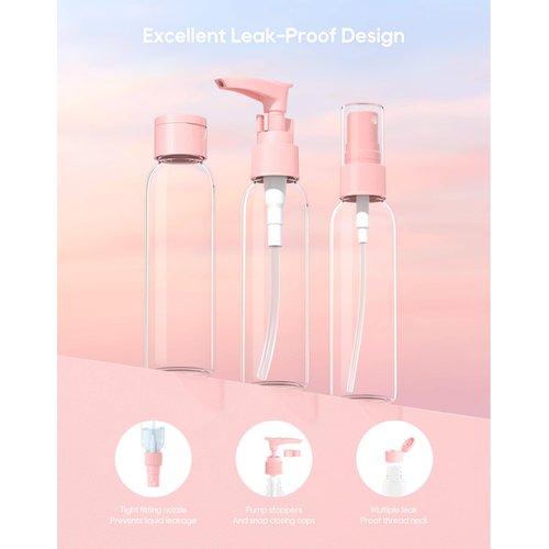 Morfone Travel Bottles kit, TSA Approved Travel Size Containers for Toiletries Leak Proof Refillable Liquid Travel Accessories with Toiletry Bag for Cosmetic Shampoo Conditioner Lotion