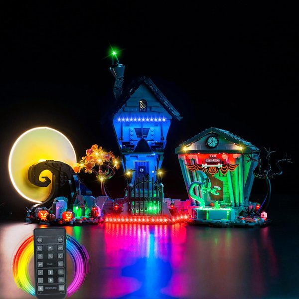 BrickBling LED Light Compatible with Lego Tim Burton's The Nightmare Before Christmas 21351, Halloween Décor Lighting Kit (No Model Included) (RC Version Light)