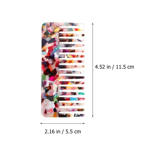 Beaupretty Wide Tooth Comb Tortoise Comb Hair Detangler No Handle Comb Acetate Pocket Hairdressing Comb for Thick Curly Wavy Wet Dry Hair Colorful
