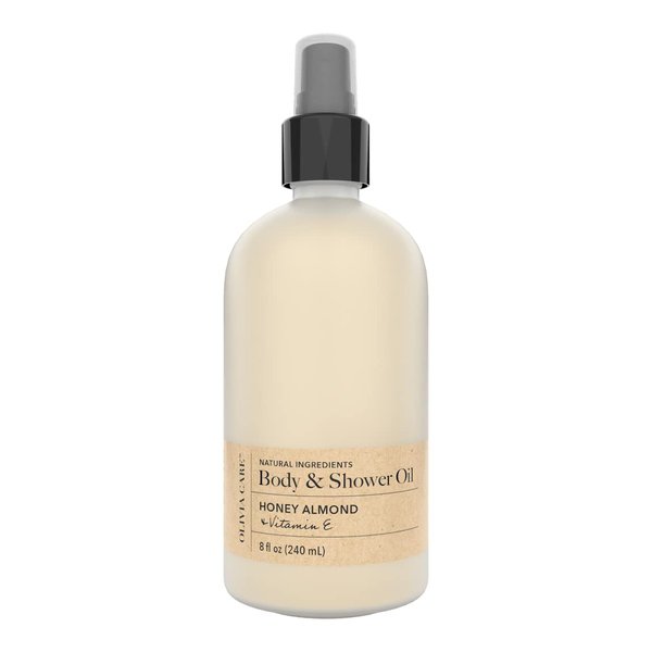 Olivia Care Nourishing Honey Almond Body Oil with Vitamin E: In-Shower Bliss for All Skin Types - 8 Fl Oz. (Honey Almond and Vitamin E)
