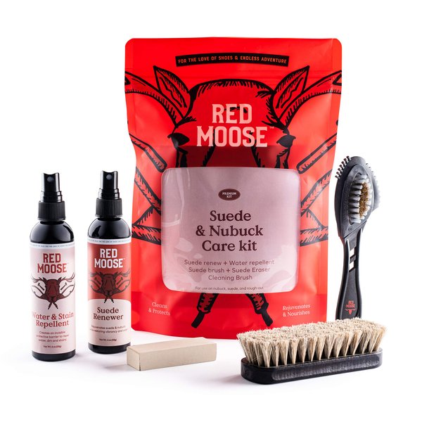 RED MOOSE Suede and Nubuck Cleaner Kit - 5pc Shoe Cleaning Set - Water & Stain Protector, Brushes