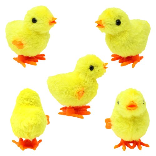 Honbay 6PCS Fluffy Chicks Wind Up Chick Toys Wind-Up Jumping Cute Chicken Plush Chicks Toys Easter Party Favors Artificial Animal Chicken Decoration Props Christmas Socking Stuffers