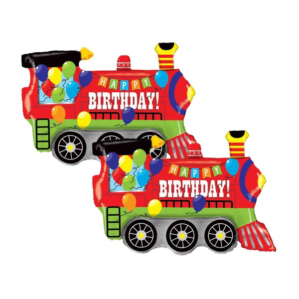 Set of 2 Happy Birthday Colorful Train 37" Foil Party Balloons