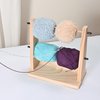 Sparkle Race Wooden Crochet Yarn Holder, Double Revolving Yarn Storage for Crochet Yarn Ball Knitting & Crochet Supplies, Horizontal Wood Yarn Ball Holder with 12 Bamboo Crochet Hooks