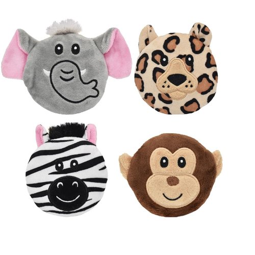 3.5 Inch Safari Subwoofer Disc Dog Toy with Squeaker Choose from 4 Animals or Full Set (Full Set - All 4 Toys)