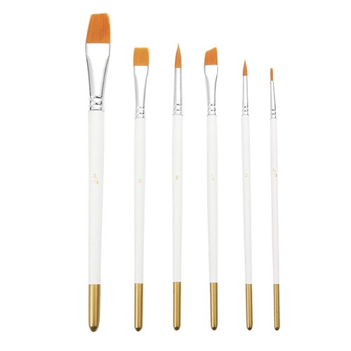 Cake Painting Brushes Set from E-Kongton, Food Safe Paint Brushes Fondant Sugar DIY Tools Set, Soft Synthetic Brush Material, Easy to Use & Easy to Clean, 6PCS Cake Brushes for Lust Dust.(White)