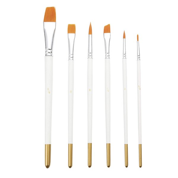 Cake Painting Brushes Set from E-Kongton, Food Safe Paint Brushes Fondant Sugar DIY Tools Set, Soft Synthetic Brush Material, Easy to Use & Easy to Clean, 6PCS Cake Brushes for Lust Dust.(White)
