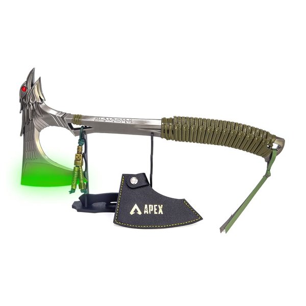 APEX Raven's Bite Action Figure Bloodhound Heirloom Metal Axe Replica Desk Decoration Man Backpack Pendant Party Supplies Gift (35cm Replica Neon Egde)
