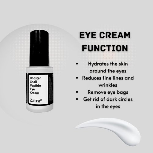 ZATRA Eye Cream Peptide Snail Mucin Filtrates! NIACINAMIDE- Moisturizer, Brightening, Reduce Dark Circles & Wrinkles, Fine Lines, Sign of Aging. Made in Korea Skincare!