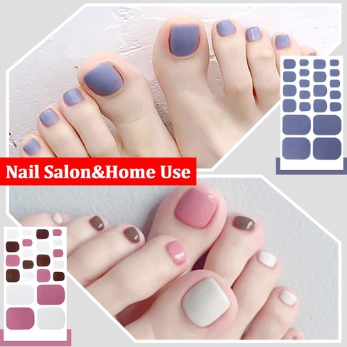 SILPECWEE 40 Sheets Toe Nail Stickers Full Nail Wraps Toenail Polish Strips for Women Gel Nail Strips Self Adhesive Nail Decals Toes Manicure Sticker Nails Accessories with 1pc Nail File