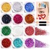 Teenitor 12 Colors Body Glitter, Face Glitter Festival Makeup Body Glitter Gel, Face and Body Glitter for Women, Hair Glitter Gel, Rave Makeup Glitter for Face, Body, Hair