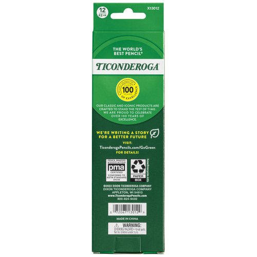 Ticonderoga My First Tri-Write Wood-Cased Pencils, Pre-Sharpened, 2 HB, With Erasers, Neon Colors, 12 Count