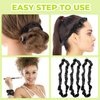 3 Pcs Adjustable Silk Hair Ties, Extra Long Silk Hair Scrunchies Non-Slip Black Headband for Women Highly Stretchable Fixed Satin Hair Band Suitable for Thick Curly Hair Natural Curls Fluffy Ponytails