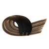 Ugeat Real Hair Etensions Clip In Human Hair Natural Black to Dark Brown Mix Caramel Brown Balayage Invisible Clip In Hair Extensions Human Hair Thick End 20 inch 7pcs 120g(105g Hair+15g Clips)