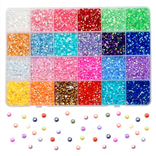 Liiouer 3mm Rainbow Rhinestones Set, Crystal Bling Colorful Rhinestones for Crafts, Non-Hotfix Flatback Resin Colored Jelly Rhinestones for Tumblers, Clothes, Shoes, Nail Art Decoration (24000pcs)