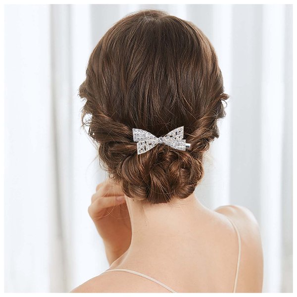 Erimberate Bohemian Crystal Wedding Hair Barrette Clips Glitter Floral Hair Clips Sparkly Rhinestone Hair Clip Barrette Crystal Hair Clip Bride Cz Headwear Bridal Decorative Hair Accessories Jewelry