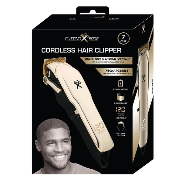 Cutting Edge Hair Clippers, Cordless Rechargeable Hair Clipper for Men & Women, Adjustable Taper, 6 Guide Combs, Hypoallergenic & Heat-Resistant Ceramic Blades, LCD Display, 90 Minute Run-Time