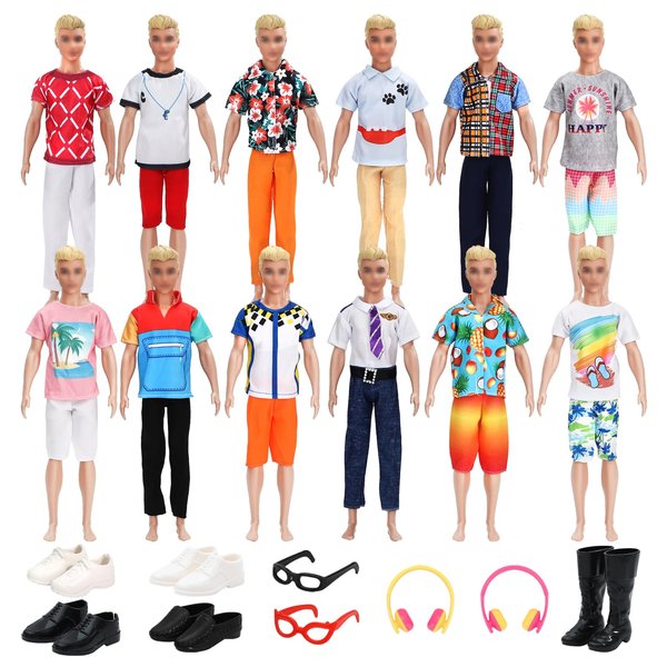 SOTOGO 38 Pieces Doll Clothes and Accessories for 12 Inch Boy Doll Include 12 Sets Doll Clothes 5 Pairs Doll Shoes Headset Sunglasses