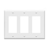 ENERLITES Decorator Light Switch or Receptacle Outlet Wall Plate, Gloss Finish, Size 3-Gang 4.50" x 6.38", Polycarbonate Thermoplastic, 8833-W, White