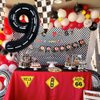 TONIFUL Race Car Black Balloons Car Birthday Party Supplies,40 Inch Giant Jumbo Helium Foil Mylar Big Number 9 Digital 9 Balloons for Boy's Birthday Party Truck Race Car Theme Party Decorations