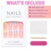 Rainbow French Nail Tips for Women Girls Press on Nails Acrylic Fake Nails with Design Medium Square Oval False Nails with Nail Glue Adhesive Tabs Nail File