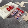 24 Pcs 4th of July Press on Nails Short Square Fake Nails Independence Day Acrylic Nails Glossy Glue on Nails Patriotic Red Blue White Swirl Designs Coffin Nails Tips Full Cover False Nails for Women