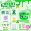 LAWOHO Frog Clear Slime 300ml, Green Clear Slime Kit for Girls Ages 8-12 with 8 Packs Slime Add-Ins, Slime for Kids Party Favors, Non Stick Slime with Clay, Birthday Halloween Christmas Easter Gifts
