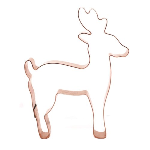 Christmas Deer Reindeer Cookie Cutter 3.75 X 5 inches - Handcrafted Copper Cookie Cutter by The Fussy Pup