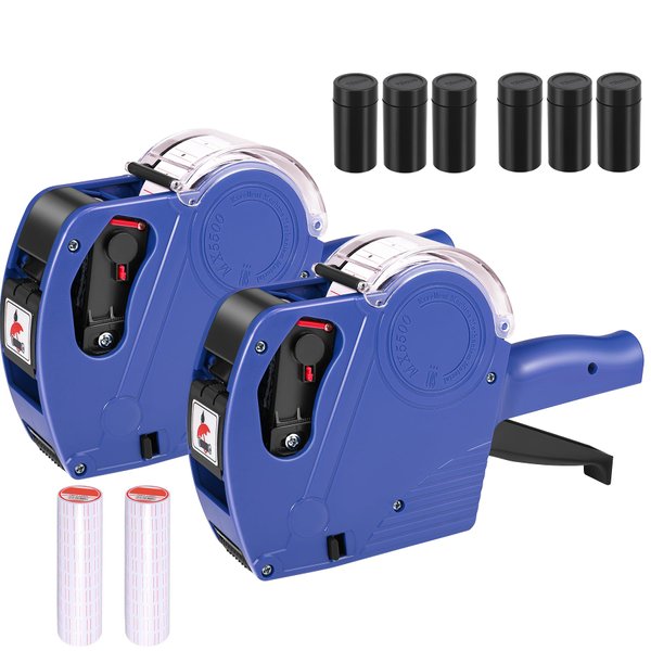 Lineba Price Gun Machine, 2 Packs MX5500 Pricing Tag Guns with 10,000 Label Stickers & 6 Extra Ink Rollers, Price Gun with Labels for Retail, 8 Digits Label Maker Perfect for Yard Sale and Business