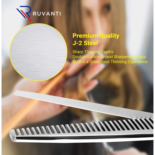 Ruvanti Professional Thinning Shears For Hair Cutting Split end Trimmer Texturizing Scissors for Salon and Home Use Stainless Steel Blades Comfortable Ergonomic Handles