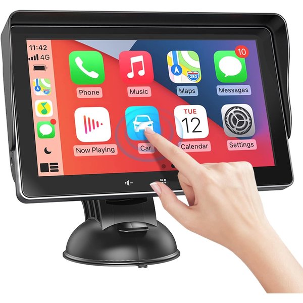 7" HD Double Din Car Stereo,Portable Wireless Touch Screen Apple CarPlay and Android Auto Automatic Multimedia Player,Car Stereo with Mirror Link/Siri/Bluetooth/Navigation Screen for All Vehicles.
