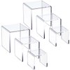 HIIMIEI Clear Acrylic Display Risers 2 Sets, 3-Tier Risers Stands Showcase for Amiibo Funko Pop Figures, Dessert, Jewelry-3"x4"x5"