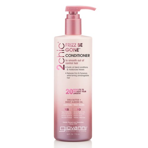 GIOVANNI 2chic Frizz Be Gone Conditioner - Anti-Frizz Natural Hair Smoothing Formula with Shea Butter & Sweet Almond Oil, Macadamia, Paraben Free, Color Safe - 24 oz