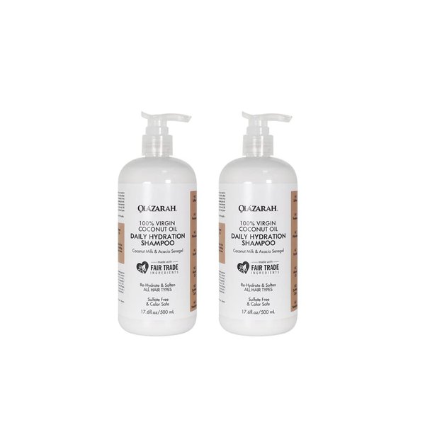 OLAZARAH Daily Hydration Shampoo w/Coconut Milk, Acacia Senegal (500ml/17 Fl oz., 2pcs