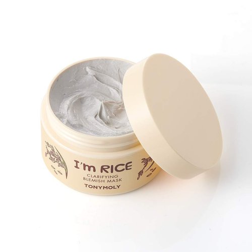 TONYMOLY I'm Rice Clarifying Blemish Clay Mask - Detoxifies, Reduces Redness, Soothes Irritated Skin - Kaolin Clay and Fermented Rice - 100ml