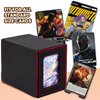 Flooyes MTG Commander Deck Box, Card Storage Box Fits 100 Double-Sleeved Cards, 35pt Card Brick, Dice Tray & Dice Pool, PU Leather Strong Magnet Card Deck Case for Magic Commander TCG CCG, Black/Red
