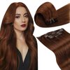 LaaVoo Clip in Hair Extensions Real Human Hair Auburn Hair Extensions Clip Ins Auburn Clip in Hair Extensions For Short Hair Double Weft 12 Inch 80g 5pcs
