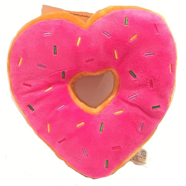 Giftable World Strawberry Heart Valentine Donut Dog Toy with Squeaker