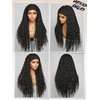 GORGIUS Goddess Braided Headband Wig with Curly Hair Black Synthetic Box Braid Wig with Head Band Attached Knotless Ready to Go Glueless Braiding Hair Wig For Women