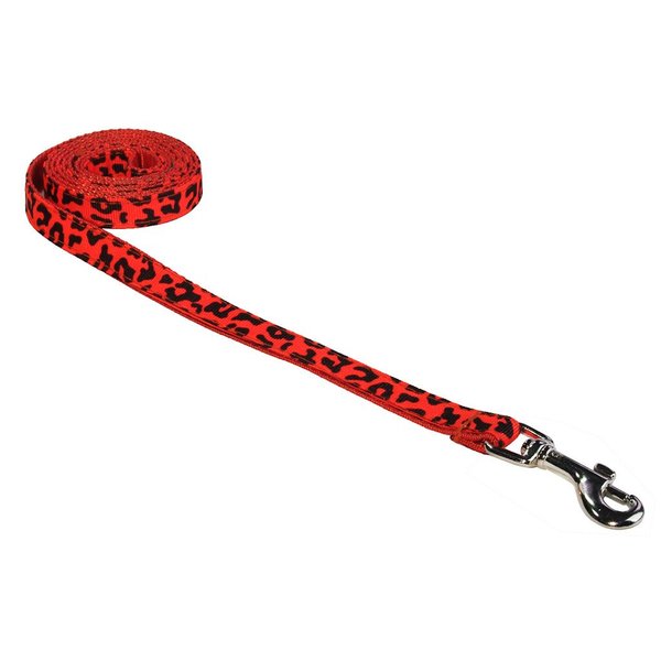 Xsmall Orange Leopard Dog Leash: 1/2" wide, 4ft length - Made in USA.