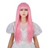 WAVELNM Pink Wigs for Kids Light Pink Wig with Bangs for Child Girls Rouge Pink Long Straight Wig Kids Synthetic Wigs with Wig Cap
