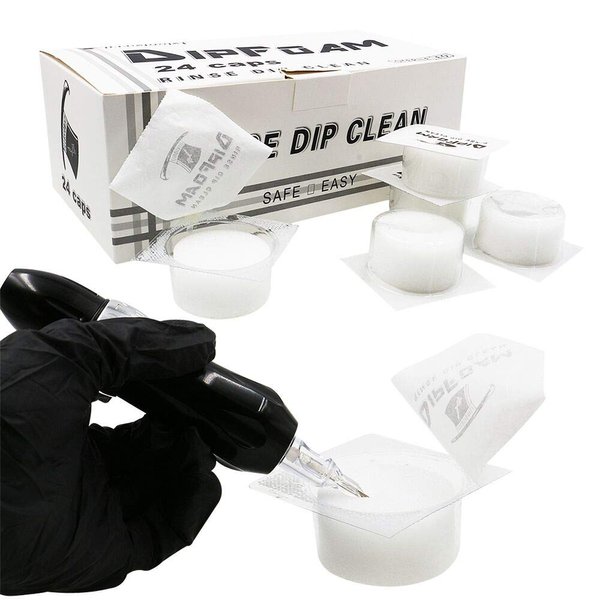 Tattoo Dip Cup Caps, CINRA 24pcs Tattoo Disposable Dip Foam Rinse Caps Cups Cleaning for Tattoo Needle and Tip Rinse Dip Clean Professional Cartridge Dip Foam Cleaning Cup Tattoo Clean Supplies.
