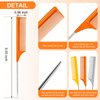3 Packs Rat Tail Comb Steel Pin Rat Tail Carbon Fiber Heat Resistant Teasing Combs with Stainless Steel Pintail (Orange, Ginger, Grey)