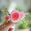 Fangsen Wedding Boho Pink Rose Flower Hair Comb Bridal Headpiece Floral Hair Accessories for Brides and Bridesmaids Silver