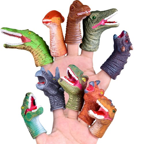 10 PCS Dinosaur Finger Puppets for Kids, Dino Finger Toys Birthday Gift for Party Decorations,10 Types of Dinosaur Party Favors for Boys, Kids Prize Box, Goodie Stuffers Dinosaurs Toys for Kids 1-5