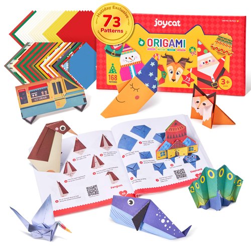 Joycat Origami Paper Kit For Kids,180 Sheet 5.5x5.5"Colorful Paper,73 Unique Pattern with Instruction Book,Art&Crafts Activitiy Supply set for Ages 5-12,Ideal DIY Project,Educational Toy,Gift For Kids