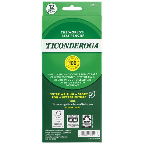 Ticonderoga Envirostik Wood-Cased Pencils, 2 HB Soft, Natural, 12 Count