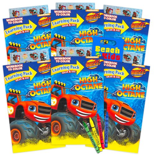 Blaze and The Monster Machines Birthday Party Favors Set ~ Bundle with 6 Blaze Play Packs with Stickers, Coloring Books, and Utensils (Blaze Goodie Bag Party Supplies)