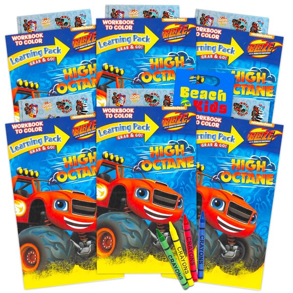 Blaze and The Monster Machines Birthday Party Favors Set ~ Bundle with 6 Blaze Play Packs with Stickers, Coloring Books, and Utensils (Blaze Goodie Bag Party Supplies)